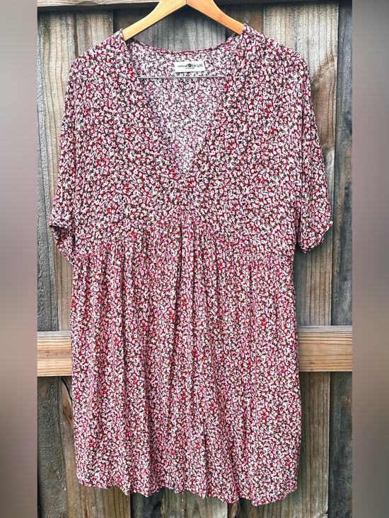 Dresses & Skirts - Natural Life Stella Babydoll Dress Red Floral Boho Size L / XL